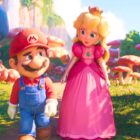 (L, R) Mario and Princess Peach walk in Mushroom Kingdom in The Super Mario Bros Movie