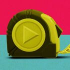 measuring tape with a streaming play button on the side