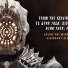 an alien costume and makeup that has a face made of concentric rings of illuminated pores