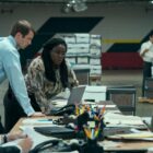 Painkiller. (L to R) Tyler Ritter as John Brownlee, Uzo Aduba as Edie in episode 105 of Painkiller. Cr. Keri Anderson/Netflix © 2023