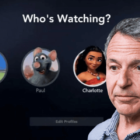 Bob Iger standing in front of the Disney+ log in screen.