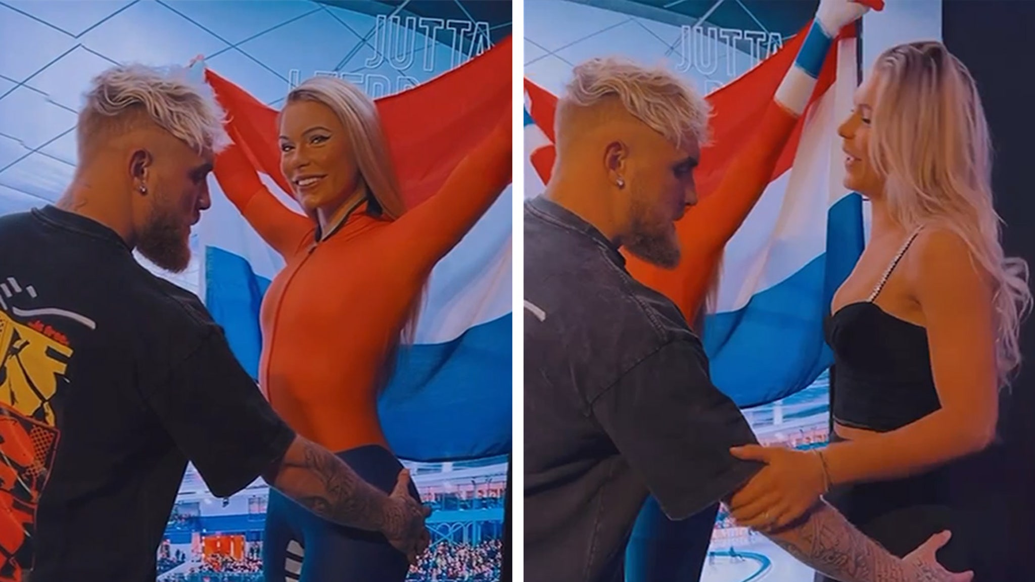 Jake Paul se montre tactile avec la statue de cire de Jutta Leerdam de Madame Tussauds