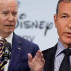 President Joe Biden next to Disney CEO Bob Iger