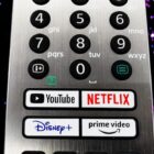 tv remote control showing streaming platform buttons