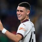  Phil Foden of Manchester City acknowledges the fans after the team