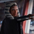 Rosario Dawson as Ahsoka Tano wielding white lightsaber