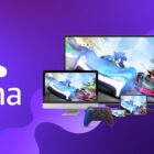 Amazon Luna logo with Sonic racing on multiple screens next to it