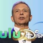 Bob Iger with the hulu and disney plus logos tied to gether with wedding rings
