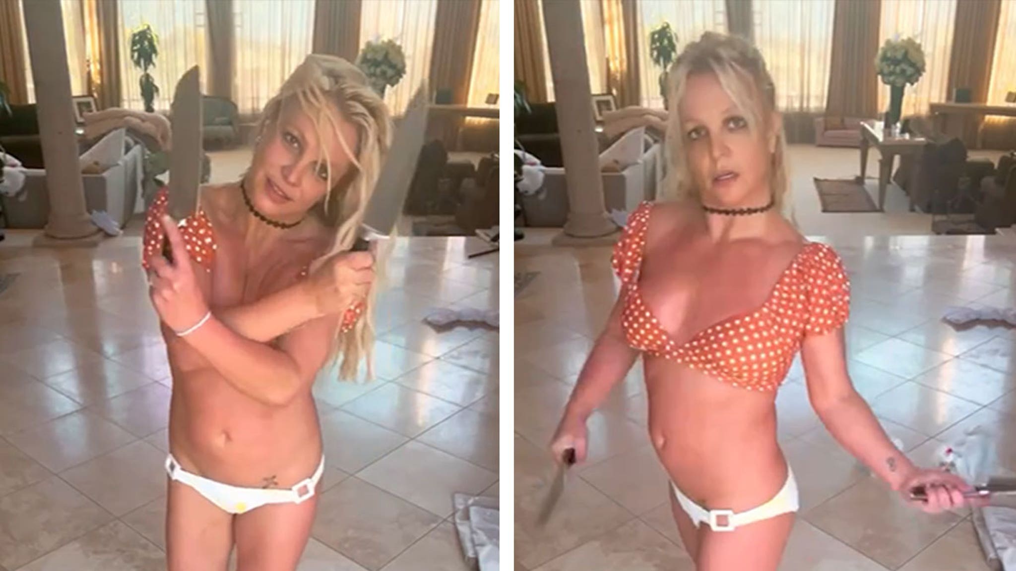 Britney Spears danse dangereusement avec des couteaux de boucher dans une vidéo étrange