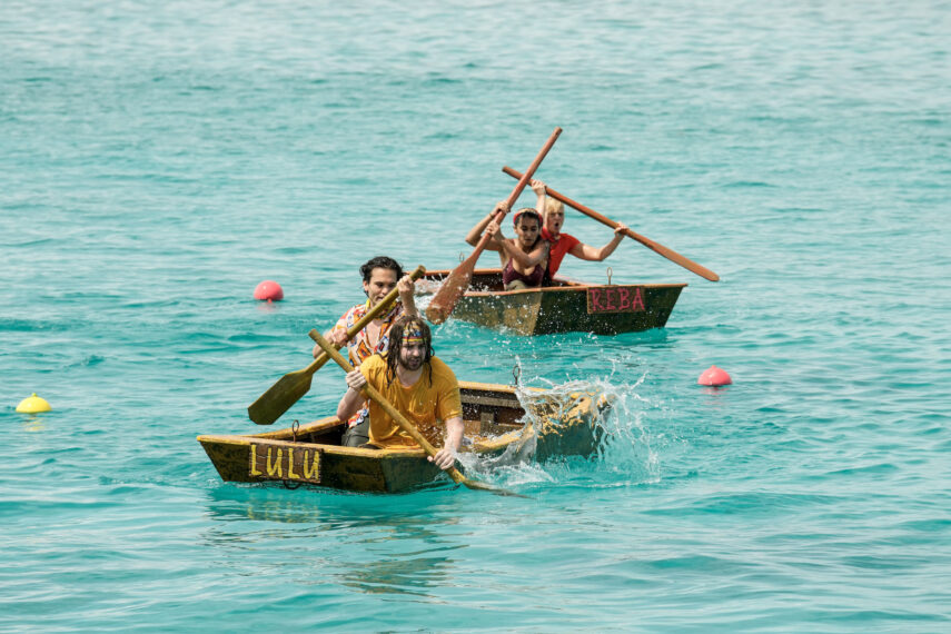 Sean Edwards, Brandon Donlon, Janani “J” Krishnan-Jha, and Julie Alley in the 'Survivor' 45 premiere