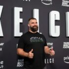 Jason Kelce poses for a photo at the premier of his documentary at Suzanne Roberts Theater in Philadelphia on Friday, Sept. 9, 2023.