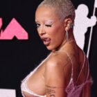NEWARK, NEW JERSEY - SEPTEMBER 12: (EDITORS NOTE: Image contains partial nudity.) Doja Cat attends the 2023 MTV Video Music Awards at the at Prudential Center on September 12, 2023 in Newark, New Jersey. (Photo by Jamie McCarthy/WireImage)