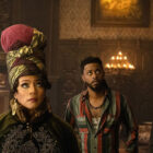 HAUNTED MANSION, from left: Rosario Dawson, Tiffany Haddis, LaKeith Stanfield, Owen Wilson, 2023. ph: Jalen Marlowe / © Walt Disney Studios Motion Pictures / Courtesy Everett Collection