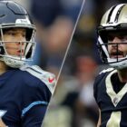 Composite image players ahead of the Titans vs Saints live stream