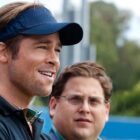 MONEYBALL 2011 Columbia TriStar film with Brad Pitt at left and Jonah Hill. Photo Melinda Gordon