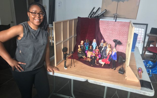 Lagueria Davis and the dolls.