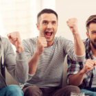 sports fans cheering