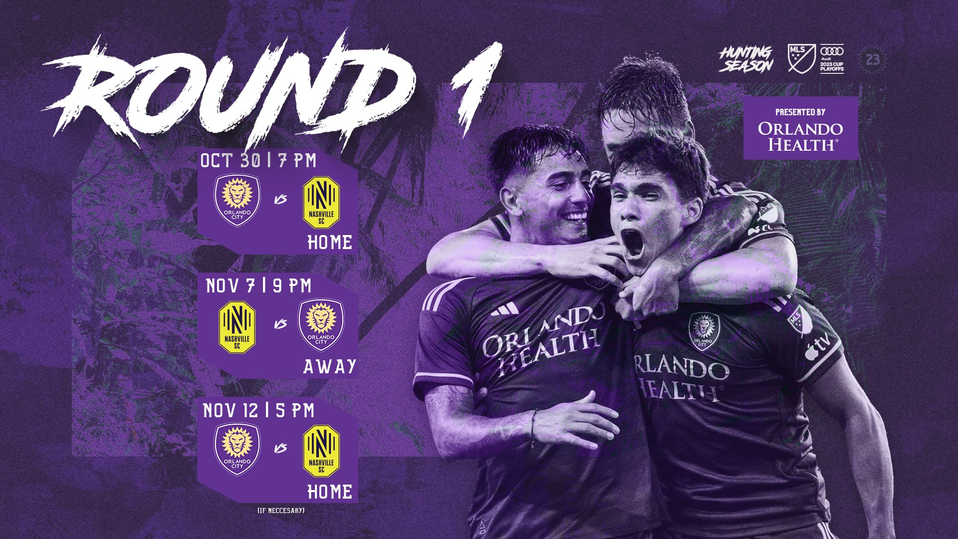 Début des séries éliminatoires de la Coupe MLS 2023 d’Orlando City SC contre Nashville SC le 30 octobre