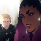Castlevania: Nocturne S1(L to R) Richard Dormer as The Abbot, Elarica Johnson as Drolta in Castlevania: Nocturne S1. Cr. Courtesy of Netflix © 2023