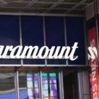 Signage outside Paramount Global headquarters in New York