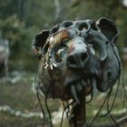 A creepy-looking bear statue from Pet Sematary: Bloodlines