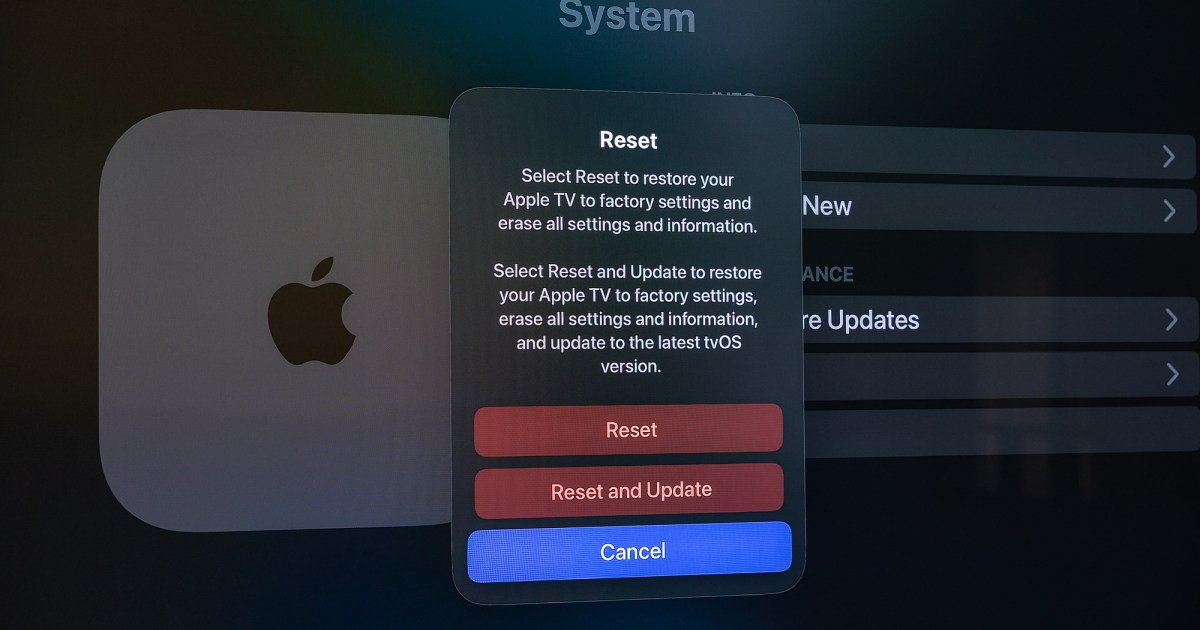 Réinitialiser un Apple TV aux paramètres d’usine