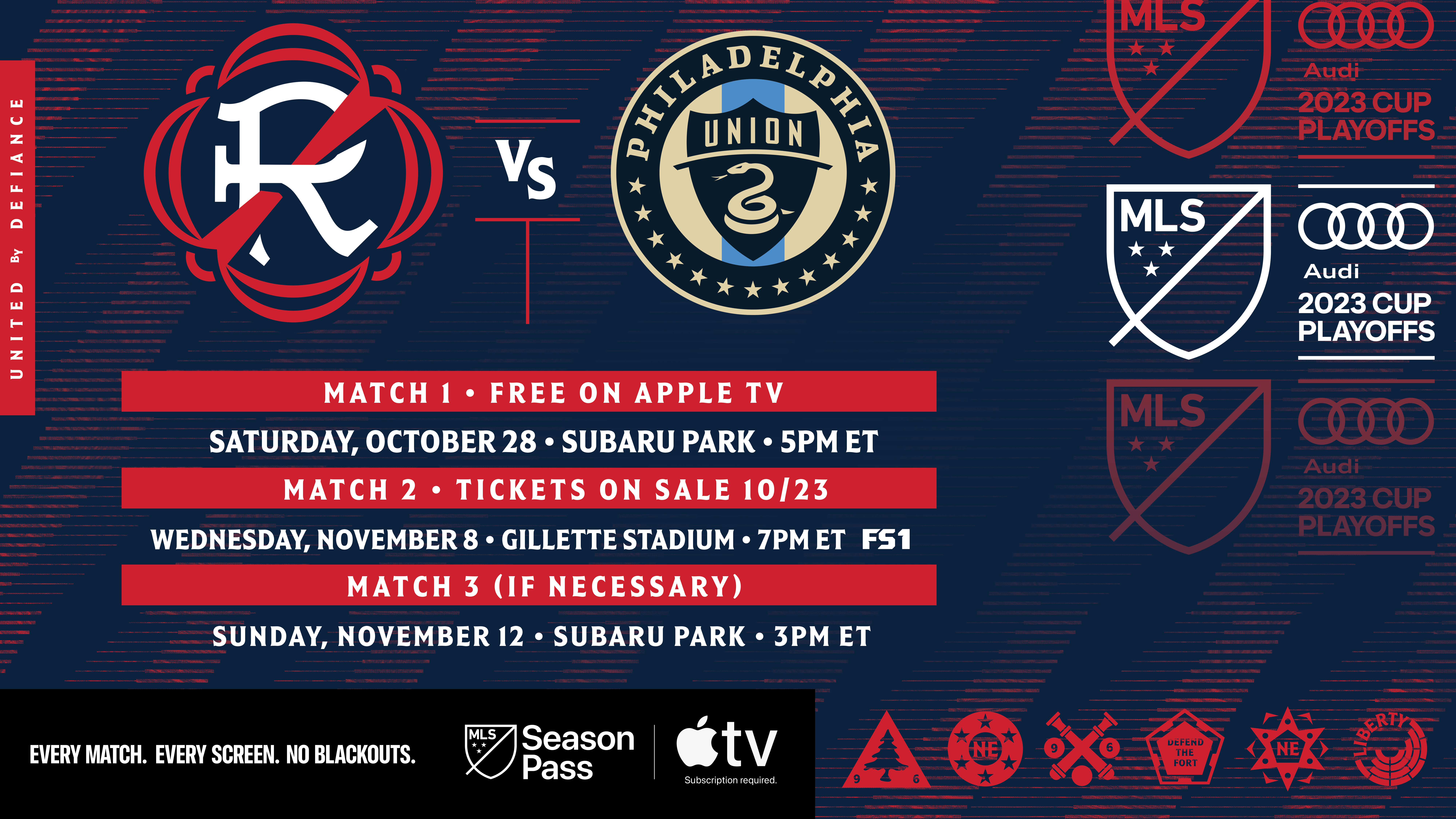 Revolution vs Philadelphia Union : Début des Playoffs de la Coupe MLS Audi 2023 le samedi 28 octobre (5 vs 4)