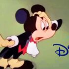 Mickey Mouse staring at the Disney+ logo