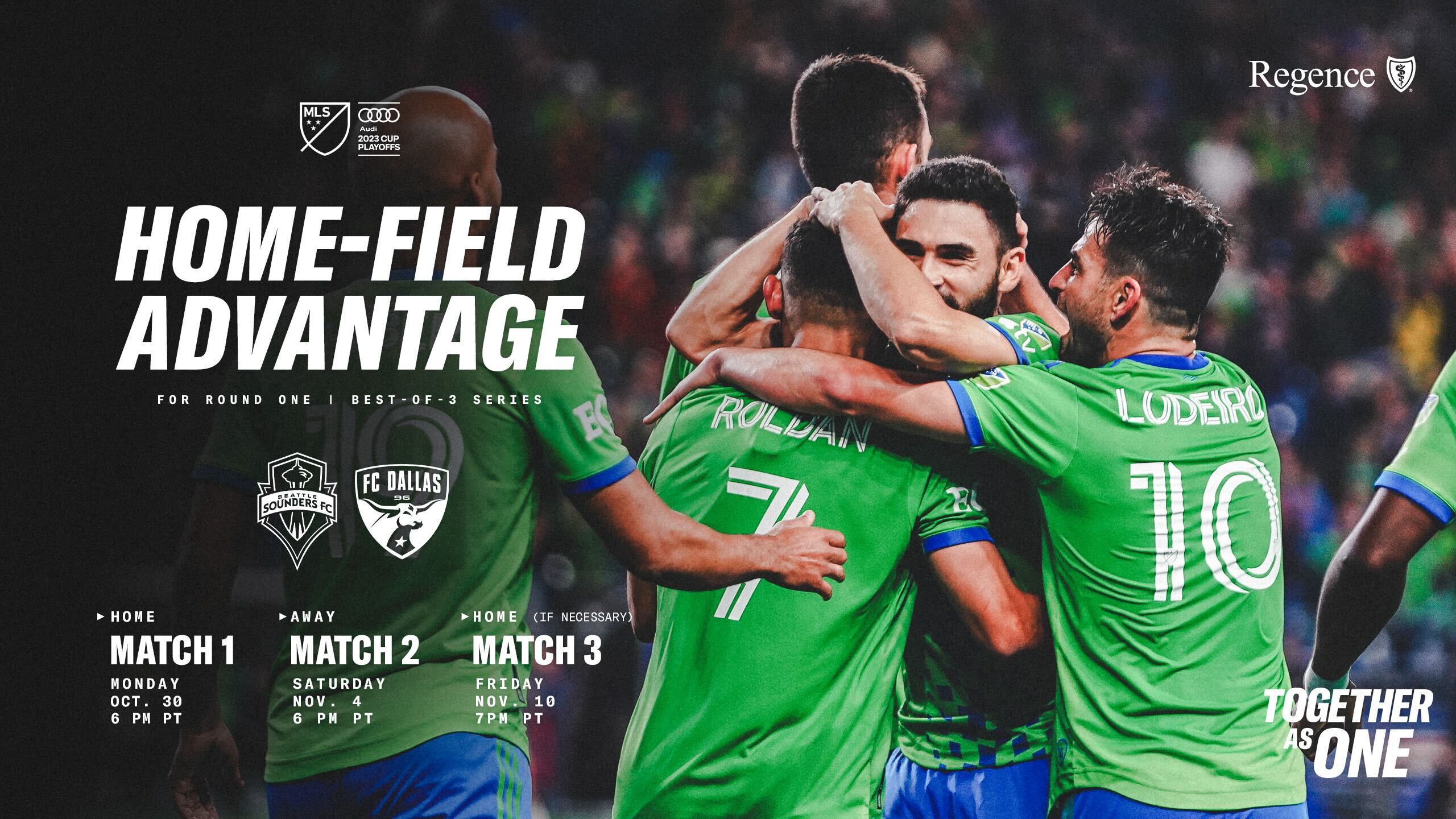 Sounders FC affronte FC Dallas en Round One des séries éliminatoires de l’Audi MLS Cup 2023, match d’ouverture à domicile le lundi 30 octobre, billets en vente maintenant.