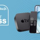 Apple iPhone 15 and Apple TV 4K On blue background with don