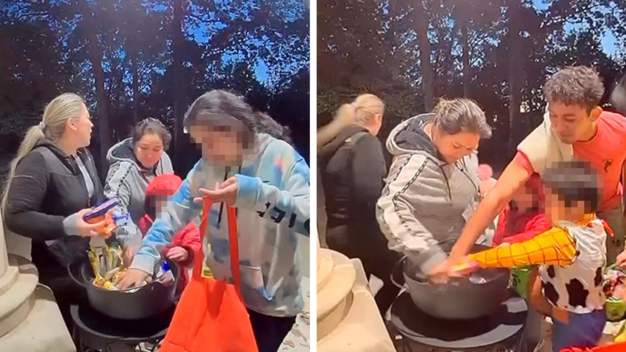 Enfants et mère dévalisent une maison de bonbons d’Halloween