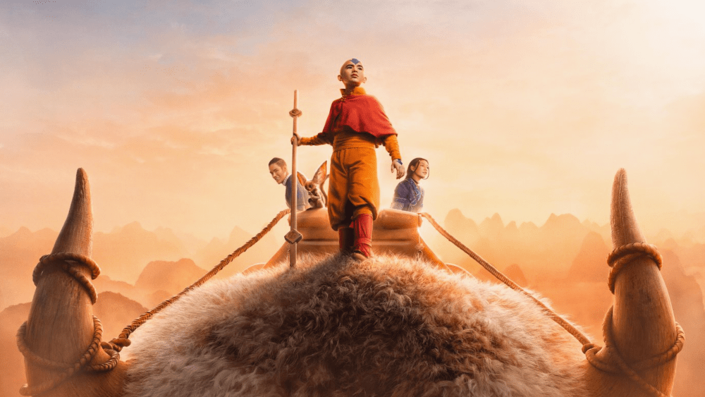 Affiche Netflix : Aang et Appa dans la série Le Dernier Maître de l’Air