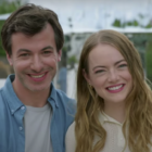 Nathan Fielder and Emma Stone, dressed in casual clothes, pose as a happy couple in new comedy drama The Curse