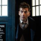 The 14th Doctor peers out of his TARDIS in one of Doctor Who