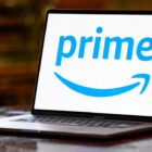 Amazon Prime logo on a laptop screen