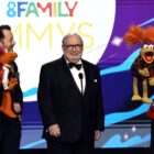 LOS ANGELES, CALIFORNIA - DECEMBER 11: (L-R) John Tartaglia, Terry O'Reilly, Chairman at The National Academy of Television Arts and Sciences and Karen Prell speak onstage during the 2022 Children's & Family Emmys at Wilshire Ebell Theatre on December 11, 2022 in Los Angeles, California. (Photo by Kevin Winter/Getty Images)