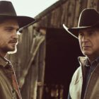 Yellowstone Photo Credit: Emerson Miller for Paramount Network Pictured (L-R): Luke Grimes as Kayce Dutton and Kevin Costner as John Dutton.