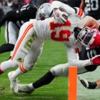 Kadarius Toney is dragged off the pitch ahead of the Chiefs vs Raiders live stream