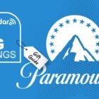 The Paramount Plus next to the words big saving on a blue background