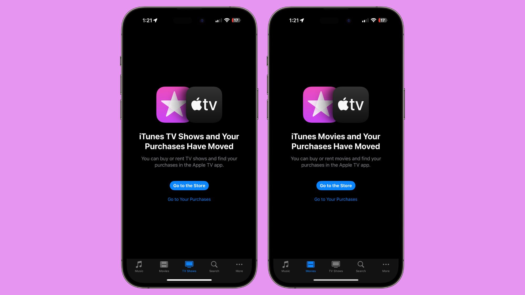 Apple supprime l’option d’achat de séries et films sur iOS 17.2 iTunes Store App