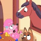 Poodle screams at a horse in Bluey