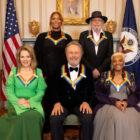 Queen Latifah and Barry Gibb. Pictured (L-R bottom row) Renée Fleming, Billy Crystal, and Dionne Warwick were recognized for their achievements in the performing arts during the 46th Annual Kennedy Center Honors