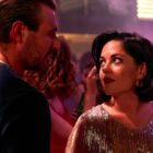 L-R James McArdle as Gal Dove and Sarah Greene as Dee Dee Harrison in Sexy Beast, episode 1, season 1, streaming on Paramount+ 2023. Photo Credit: Sanne Gault/Paramount+.