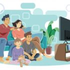 Family watching TV