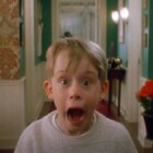 Macaulay Culkin with mouth open as Kevin in Home Alone