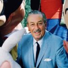 Walt Disney with characters at Disneyland in the 1960s