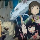 Stills from Demon Slayer, Princess Mononoke and Spirited Away