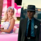 A collage image showing shots from The Super Mario Bros. Movie, Barbie, Oppenheimer, and Guardians of the Galaxy 3