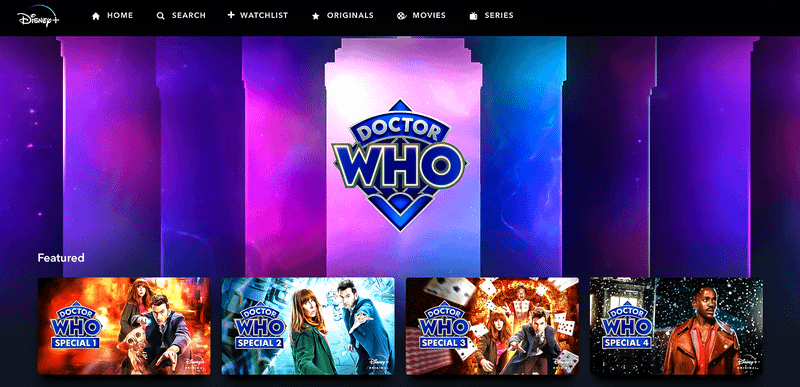 The Doctor Who collection on Disney+