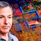 Bob Iger in front of the Disney+ library on fire